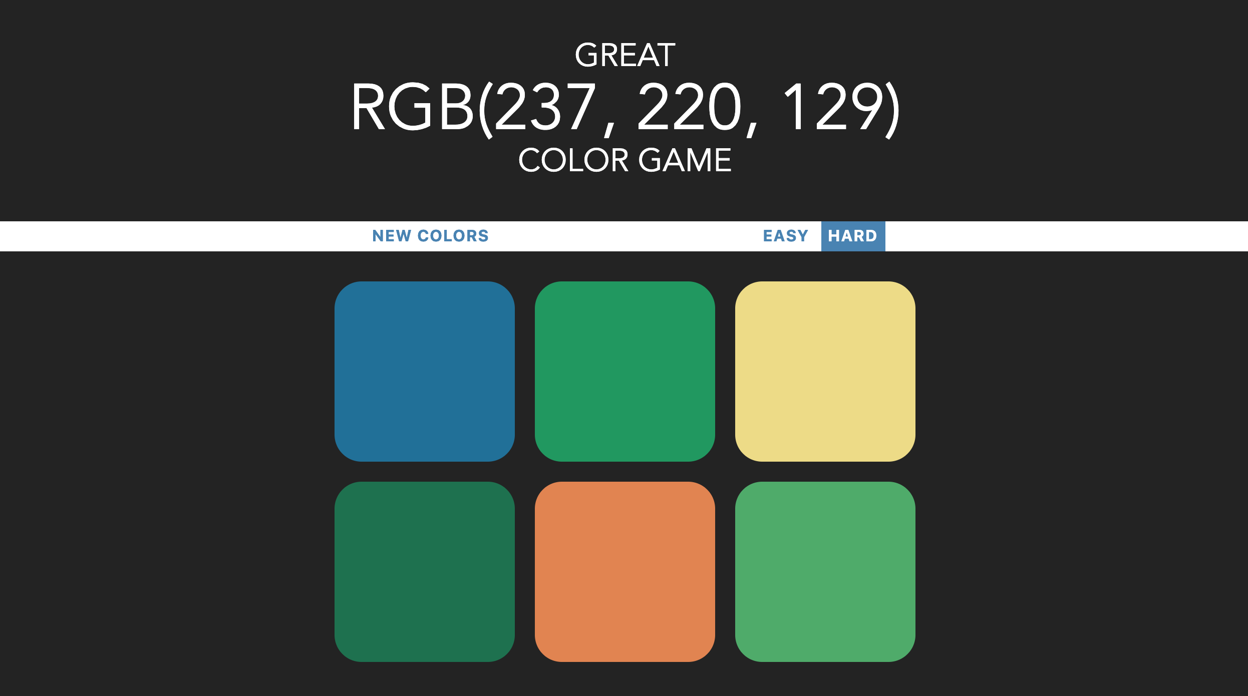 Color Game App (js, html, css)